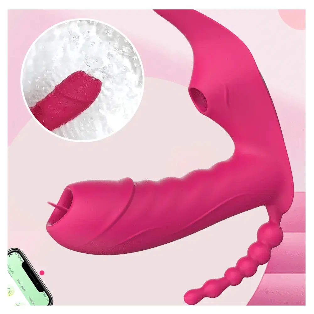 Consolador Vibrador 3 En 1 Con Bluetooth Para Mujer Succion