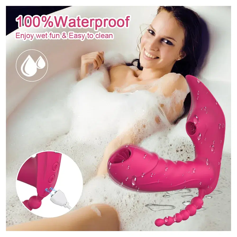 Consolador Vibrador 3 En 1 Con Bluetooth Para Mujer Succion