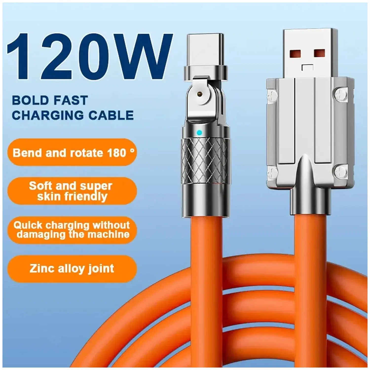 Cable De Carga Tipo C 120w 180 Giratoria Línea De Carga Ultra