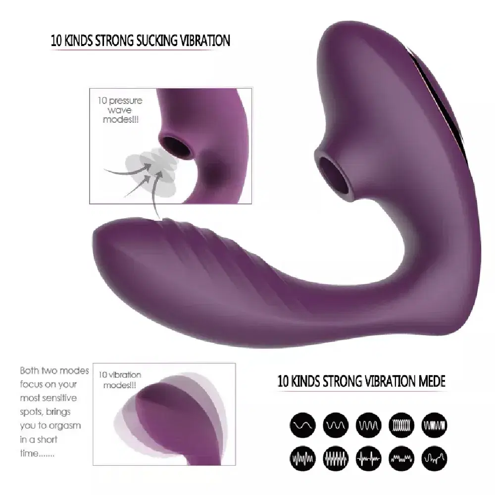 Vibrador Con Succión Del Clítoris Y Estimulador Del Punto G Color Violeta